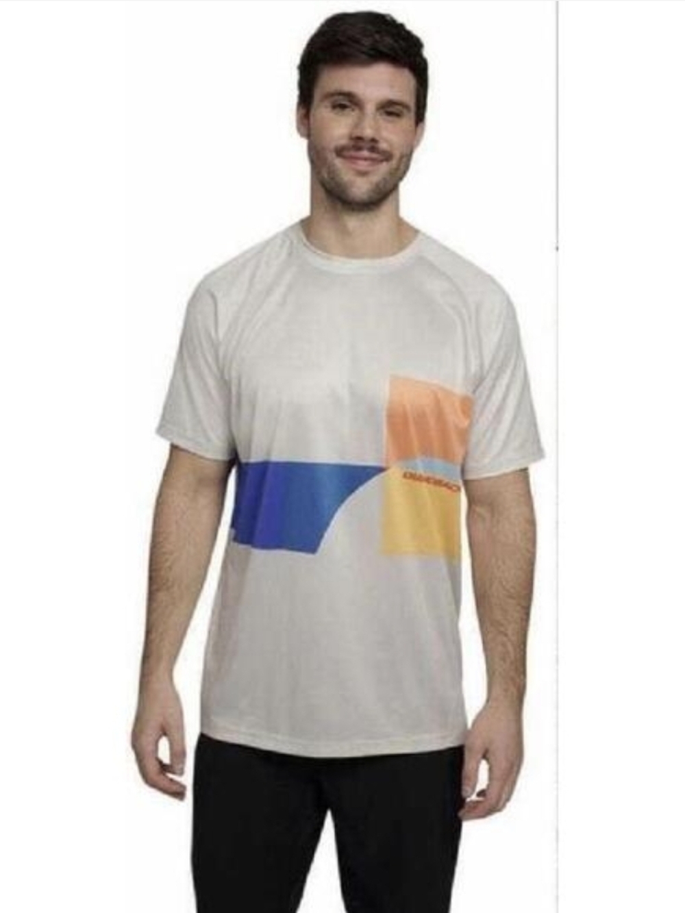 Men's White Graphic Jersey with Blue and Orange Panels